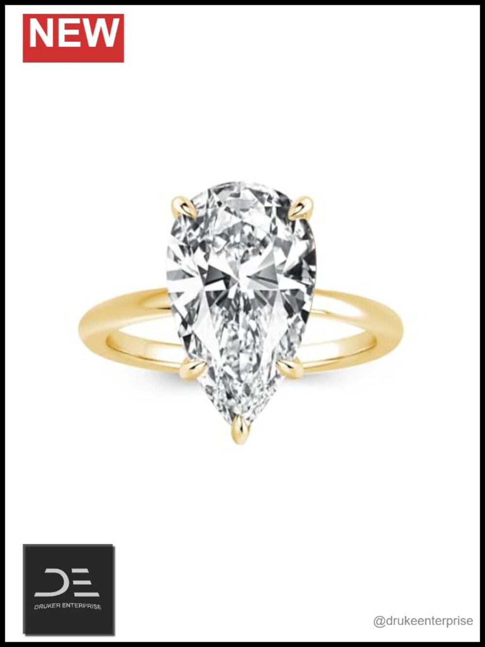 4ct Elongated Pear Cut Sterling Silver Simulated Diamond Solitaire Promise Ring